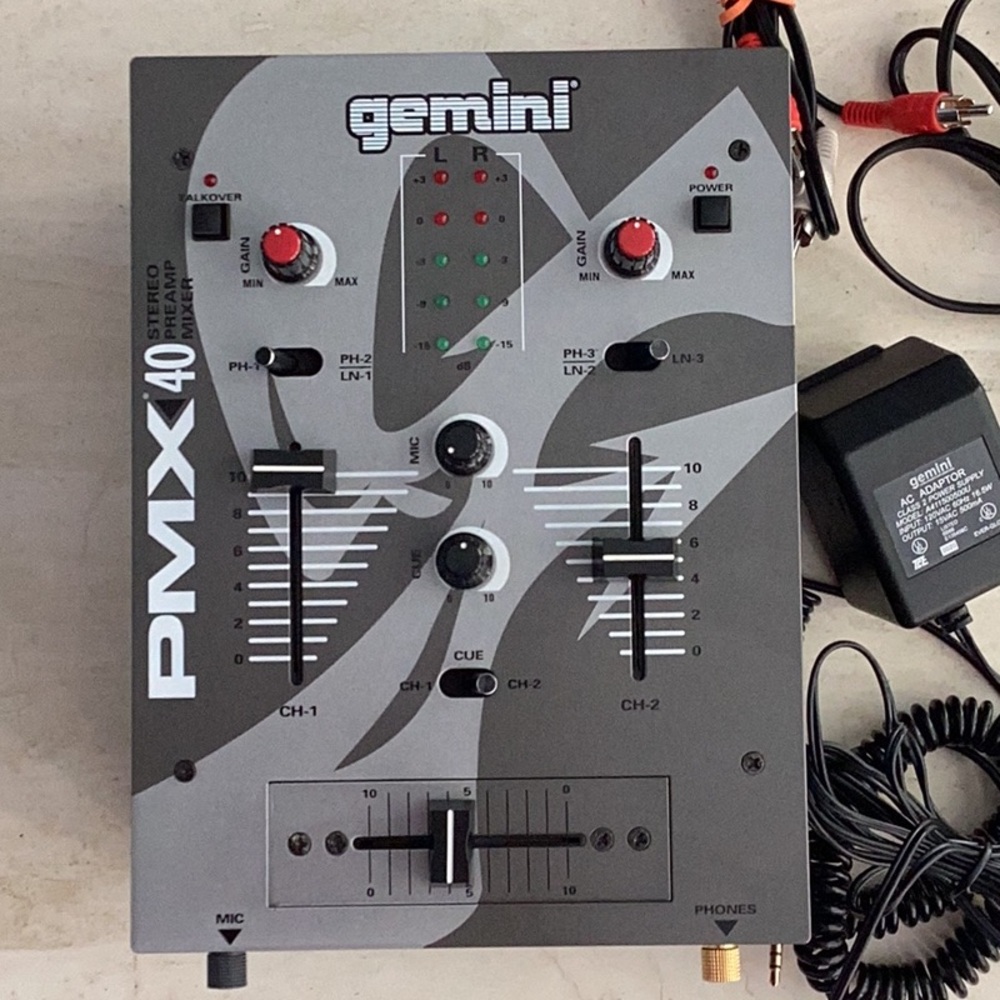 Gemini PMX 40 DJ Mixer CD Deck Equipment Model PMX40 Stereo Preamp Power Supply